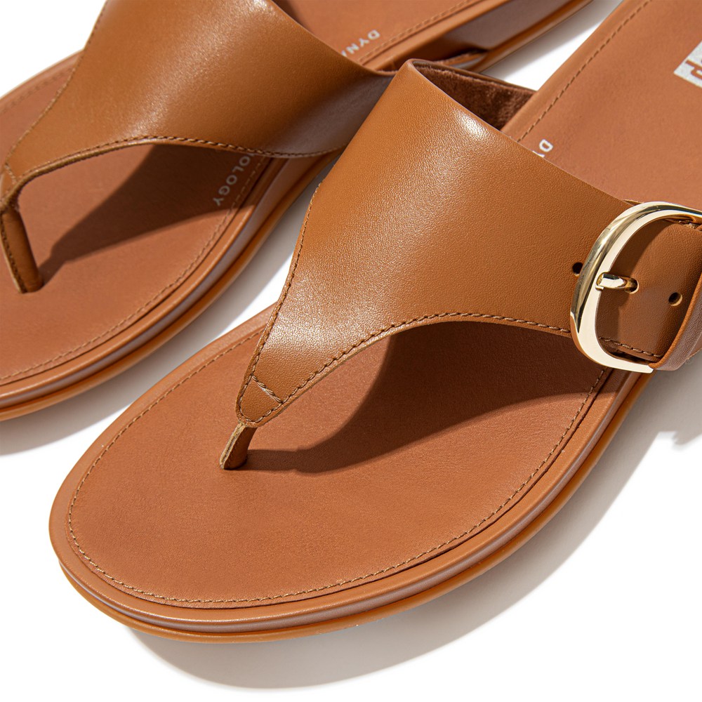 Fitflop Womens Sandals Brown - Gracie Buckle Leather Toe-post - OR4018297